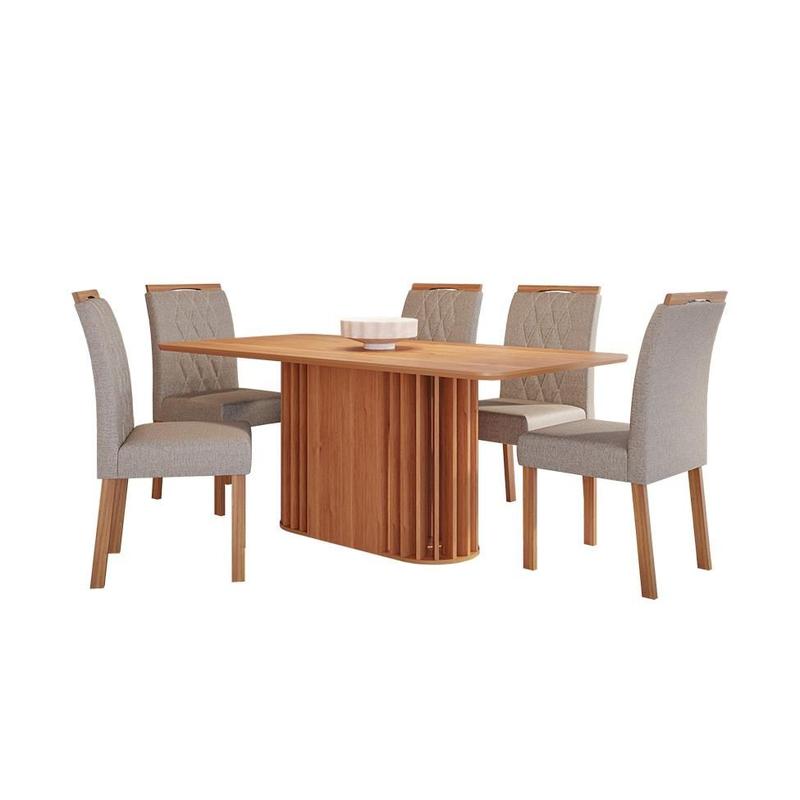 Conjunto sala de jantar Mesa Julieta 1.80 Retangular com Tampo de MDF Cinamomo e 6 Cadeiras Juliana - Imagem 2