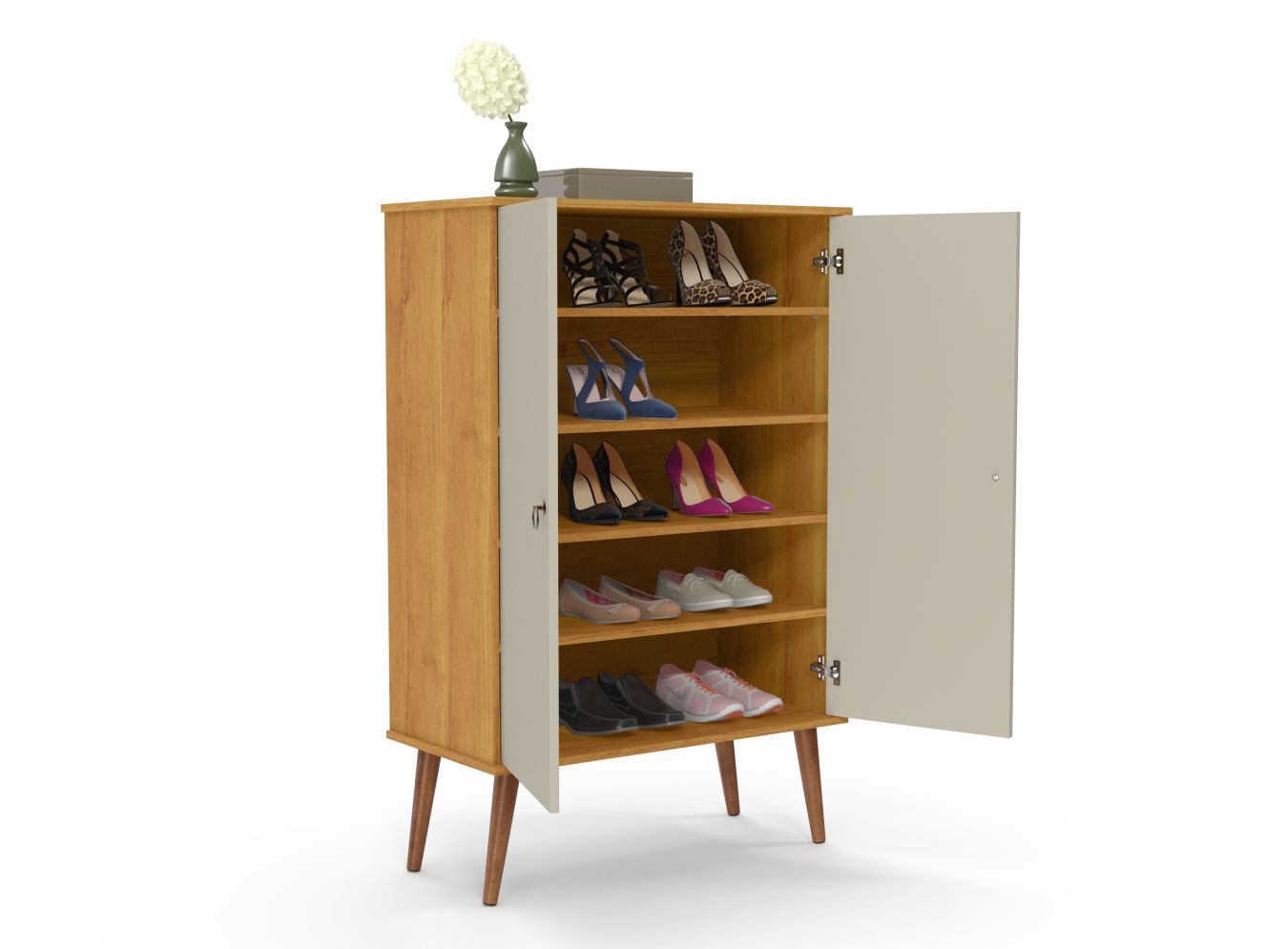 Sapateira Multiuso Spazio 02 Portas pés palito 5 divisões em mdf - Imagem 6