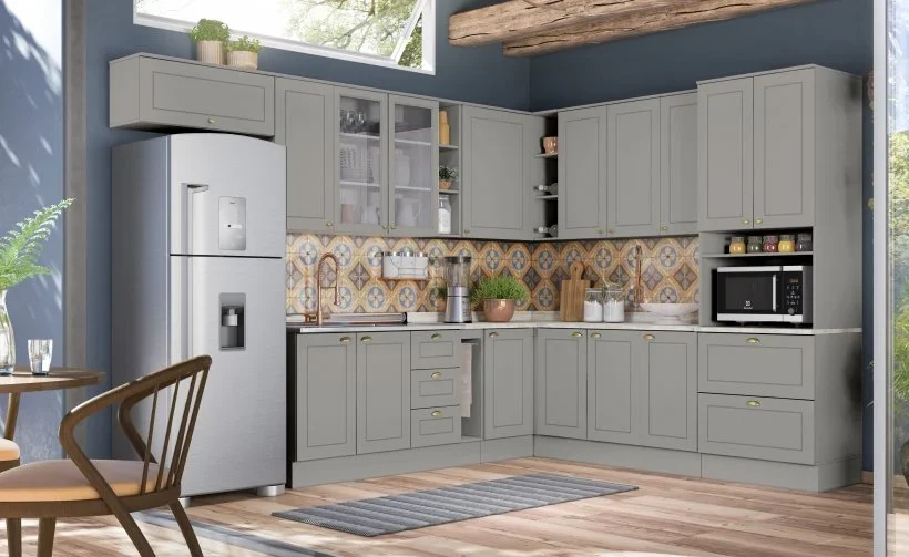 Cozinha Completa Americana 8 Peças (2 Aéreos+2 Balcões+2 Paneleiros+2 Complementos) c/ Pés. - Imagem 2