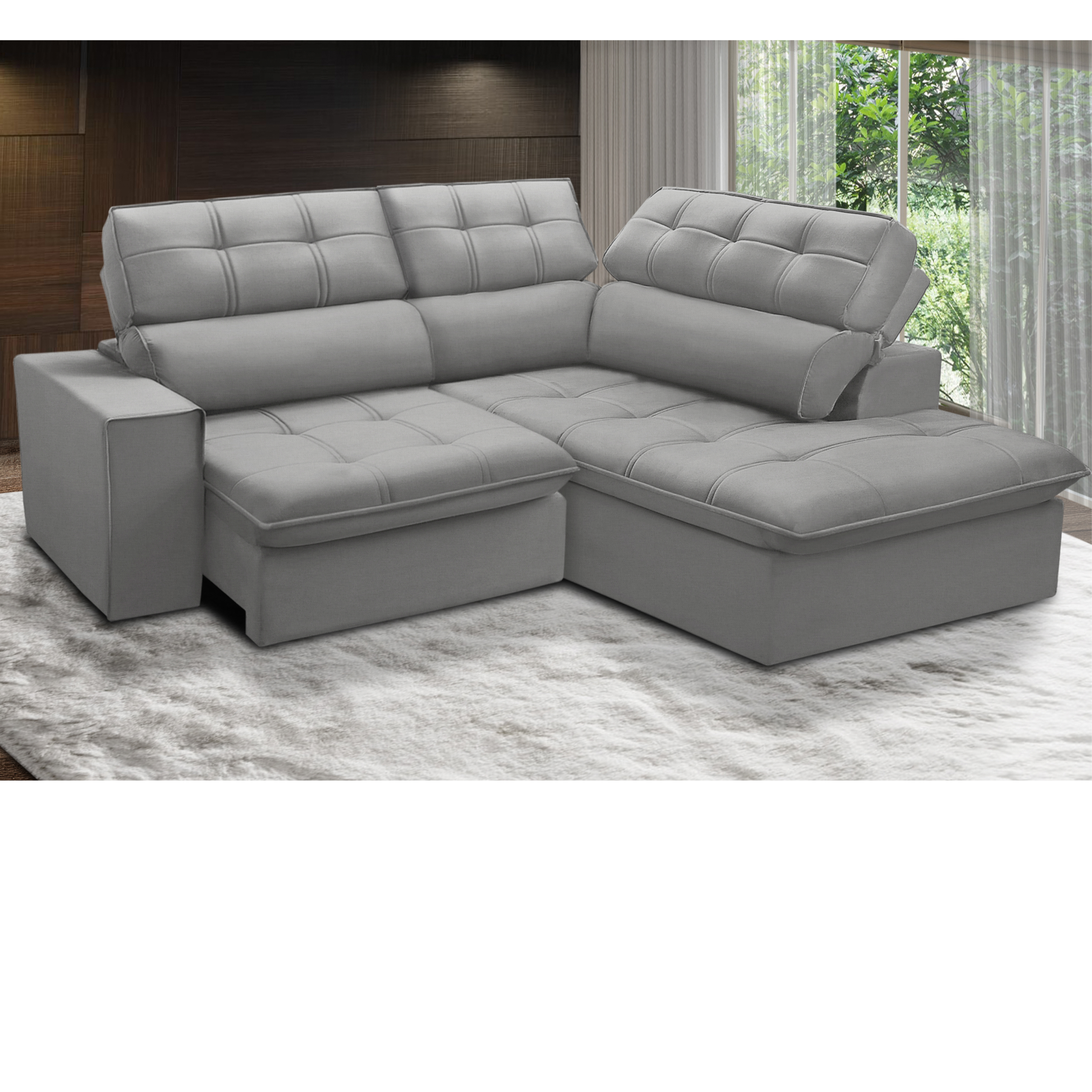 Sofá Com Chaise Direito Arezzo - Imagem 4