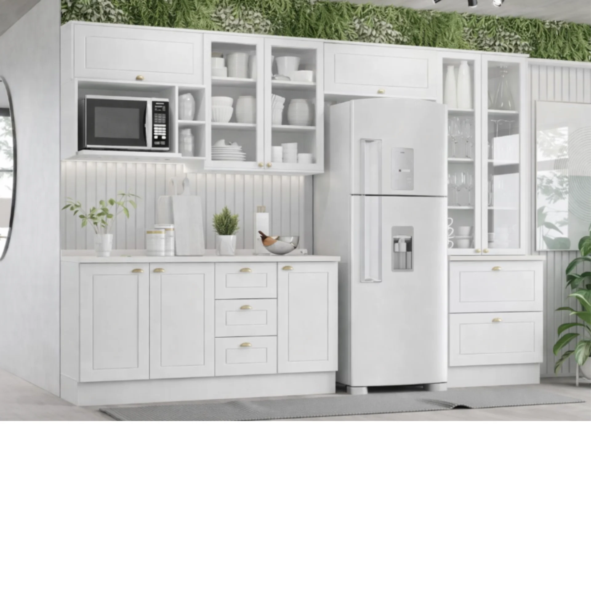 Cozinha completa com 2 portas basculantes nicho para microondas 3 portas de giro cristaleira 2 gavetões 3 gavetas. - Imagem 3