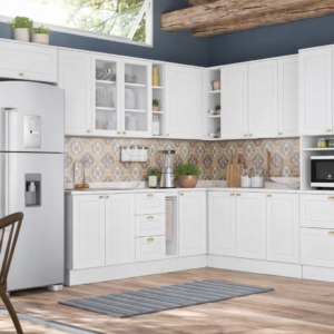 Cozinha Completa Americana 8 Peças (2 Aéreos+2 Balcões+2 Paneleiros+2 Complementos) c/ Pés.