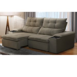 Sofá Retrátil Reclinável com Porta Copos e Objetos Bulgária