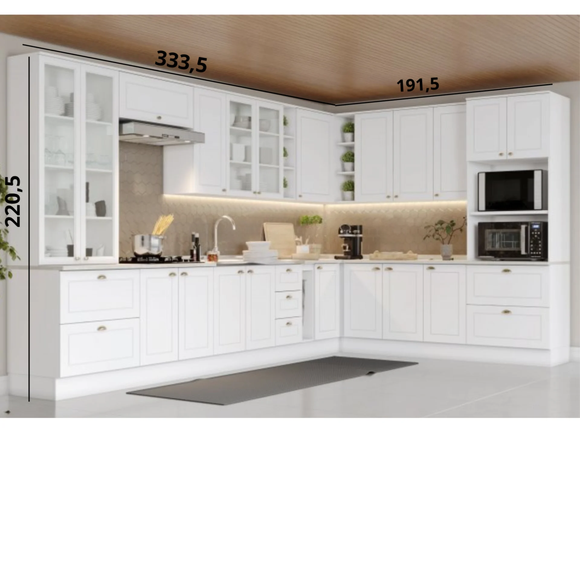 Cozinha Completa De Canto Americana 8 Peças Com Cristaleira Branco. - Imagem 2
