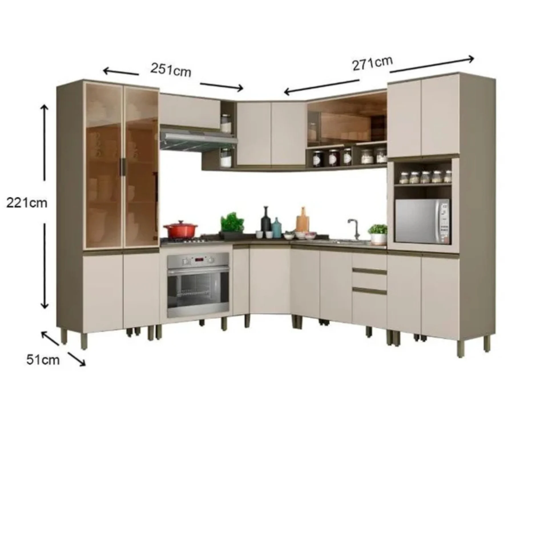 Cozinha completa 14 peças 4 aéreos 4 balcões 2 paneleiros 4 complementos. - Imagem 2