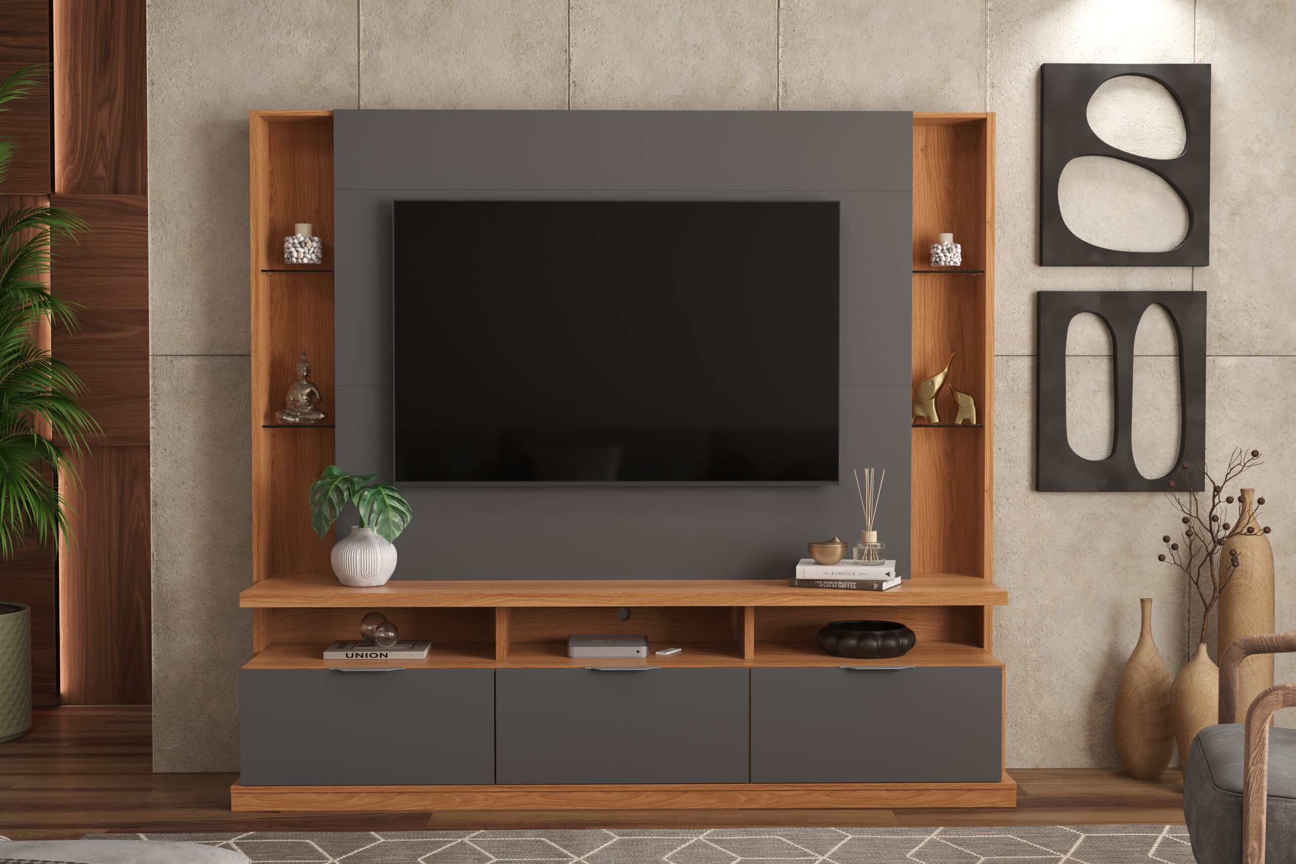 Estante Home Bilbao para TVs até 70 polegadas 03 portas com prateleiras e nichos 100% Mdf