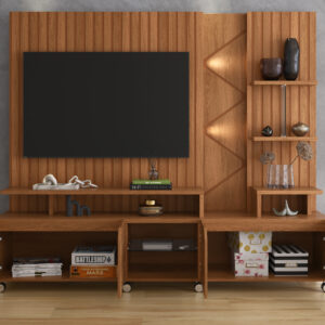Estante Home para TVs até 55 polegadas 04 portas Frisado com Led 100% Mdf