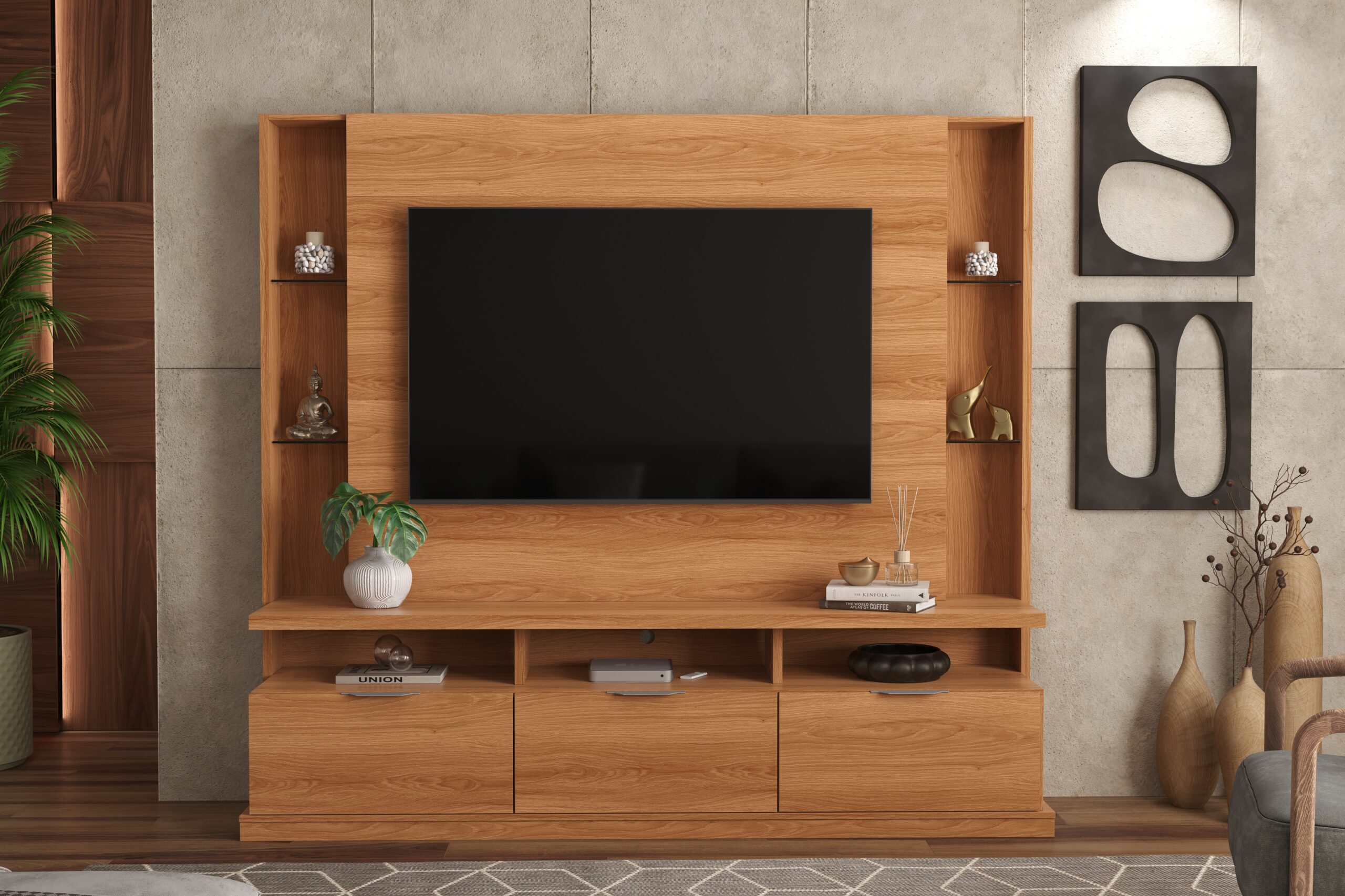 Estante Home Bilbao para TVs até 70 polegadas 03 portas com prateleiras e nichos 100% Mdf - Imagem 2