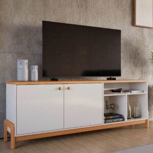 Bancada Rack Sunny 02 portas com prateleiras e nichos 1.83cm 100% Mdf