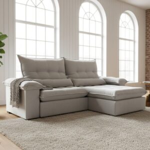 Sofá Atenas retrátil reclinável com molas pocket pilow 20 cm.