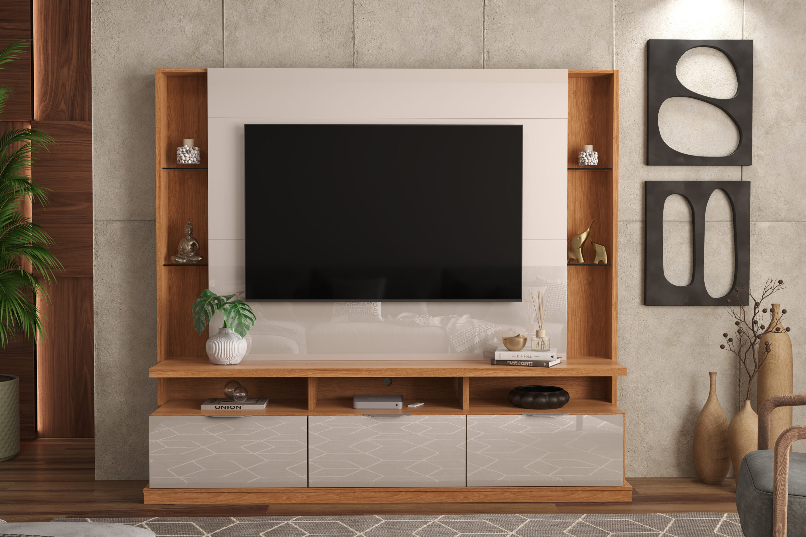 Estante Home Bilbao para TVs até 70 polegadas 03 portas com prateleiras e nichos 100% Mdf - Imagem 3