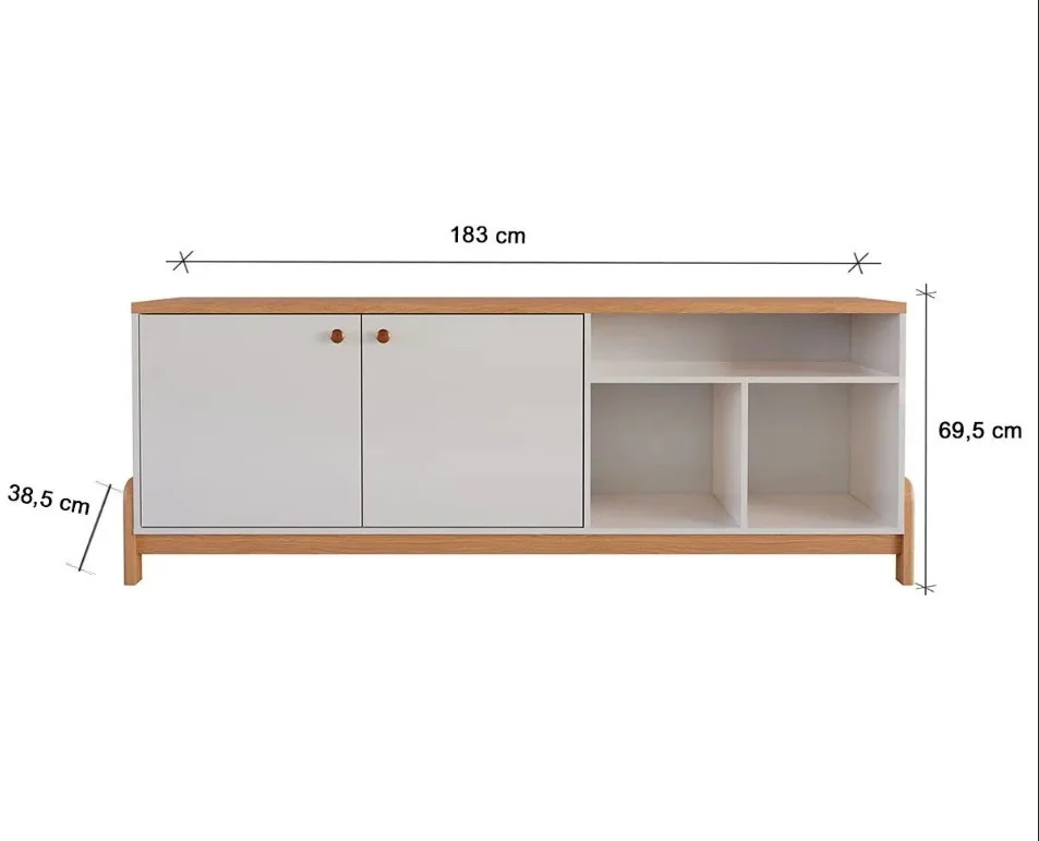 Bancada Rack Sunny 02 portas com prateleiras e nichos 1.83cm 100% Mdf - Imagem 3