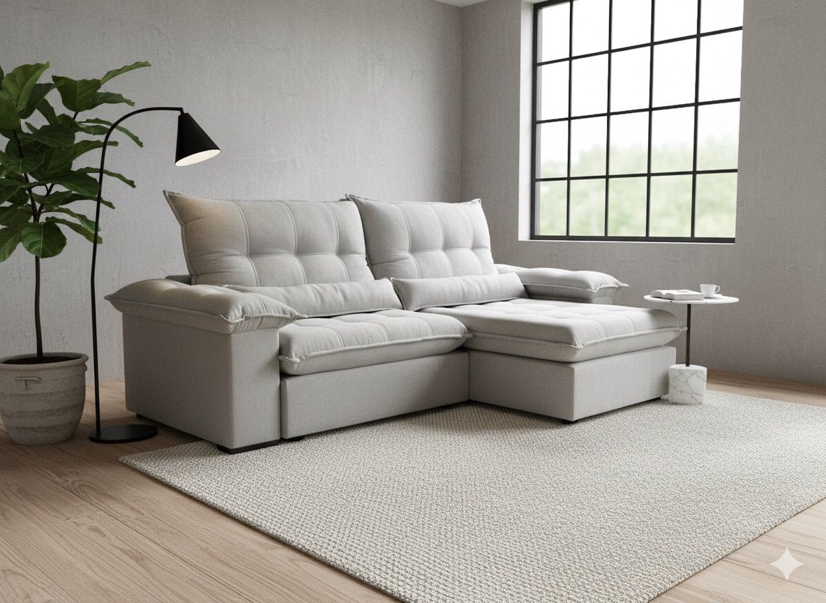 Sofá Atenas retrátil reclinável com molas pocket pilow 20 cm. - Imagem 6