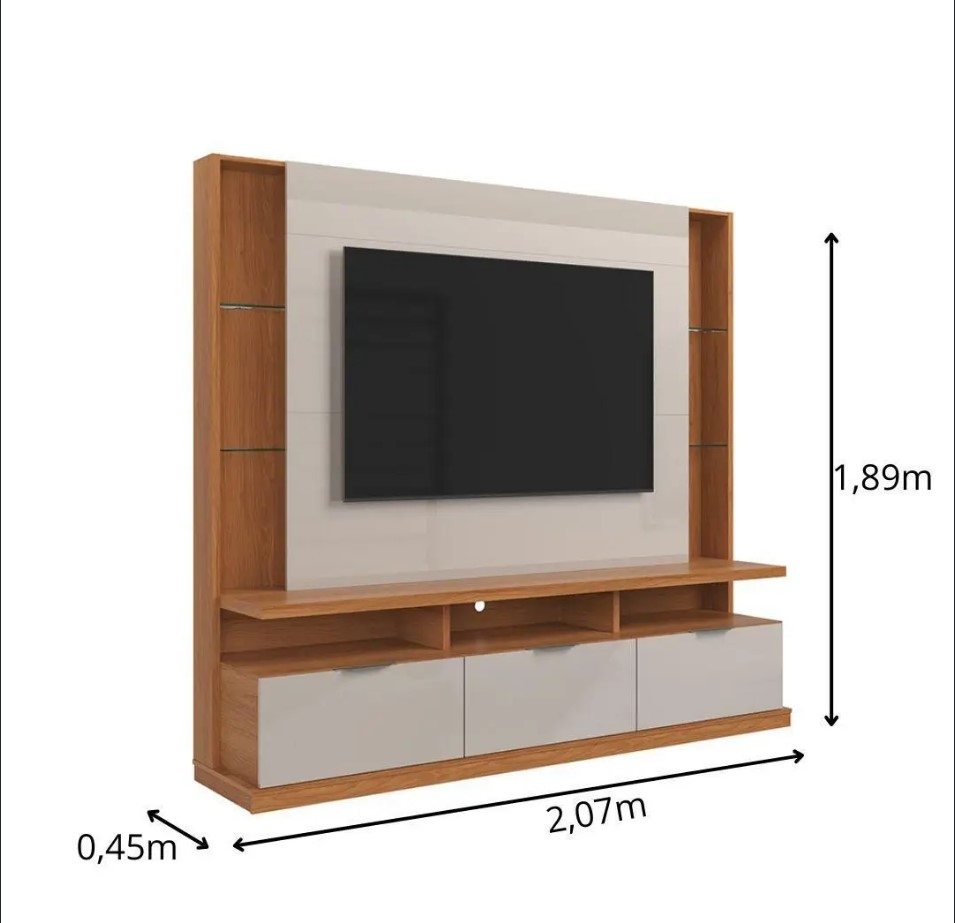 Estante Home Bilbao para TVs até 70 polegadas 03 portas com prateleiras e nichos 100% Mdf - Imagem 5