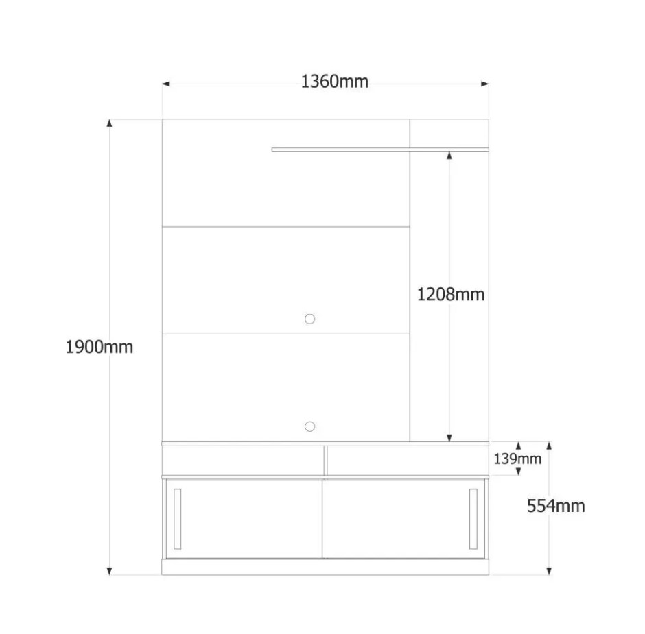 Estante Home Chicago para TVs até 60 polegadas 02 portas de correr com prateleiras 100% Mdf - Imagem 5