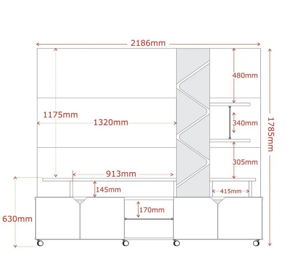 Estante Home para TVs até 55 polegadas 04 portas Frisado com Led 100% Mdf - Imagem 8
