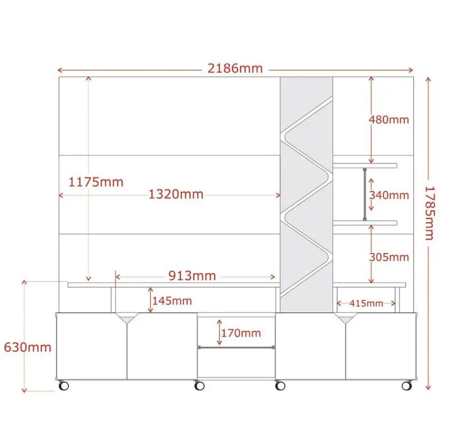 Estante Home para TVs até 55 polegadas 04 portas Frisado com Led 100% Mdf - Imagem 8