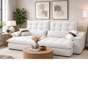 Sofá Fortaleza com molas pocket retrátil reclinável.