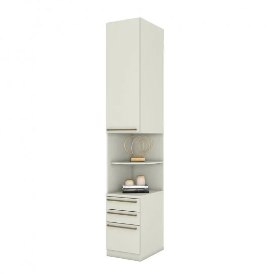 Guarda roupa com 4 portas de giro sendo 2 com espelho canto oblíquo e mesa de cabeceira. - Imagem 7