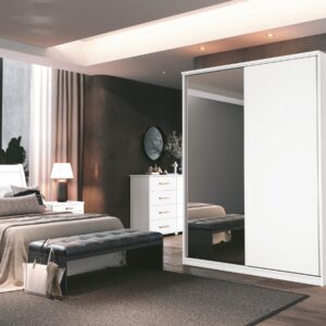 Guarda Roupa Deslizante 02 portas deslizantes com Espelho 03 Gavetas 100% MDF.