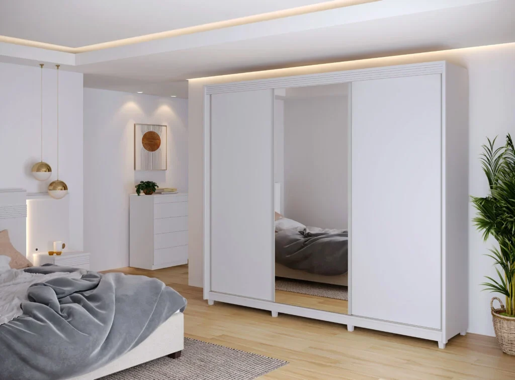 Guarda Roupa Premiere Milano 03 Portas Deslizantes com Espelho 06 gavetas 100% Mdf - Imagem 2