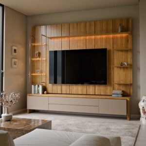 Conjunto Painel Platz Rack Nord com 02 portas 02 gavetas 100% MDF