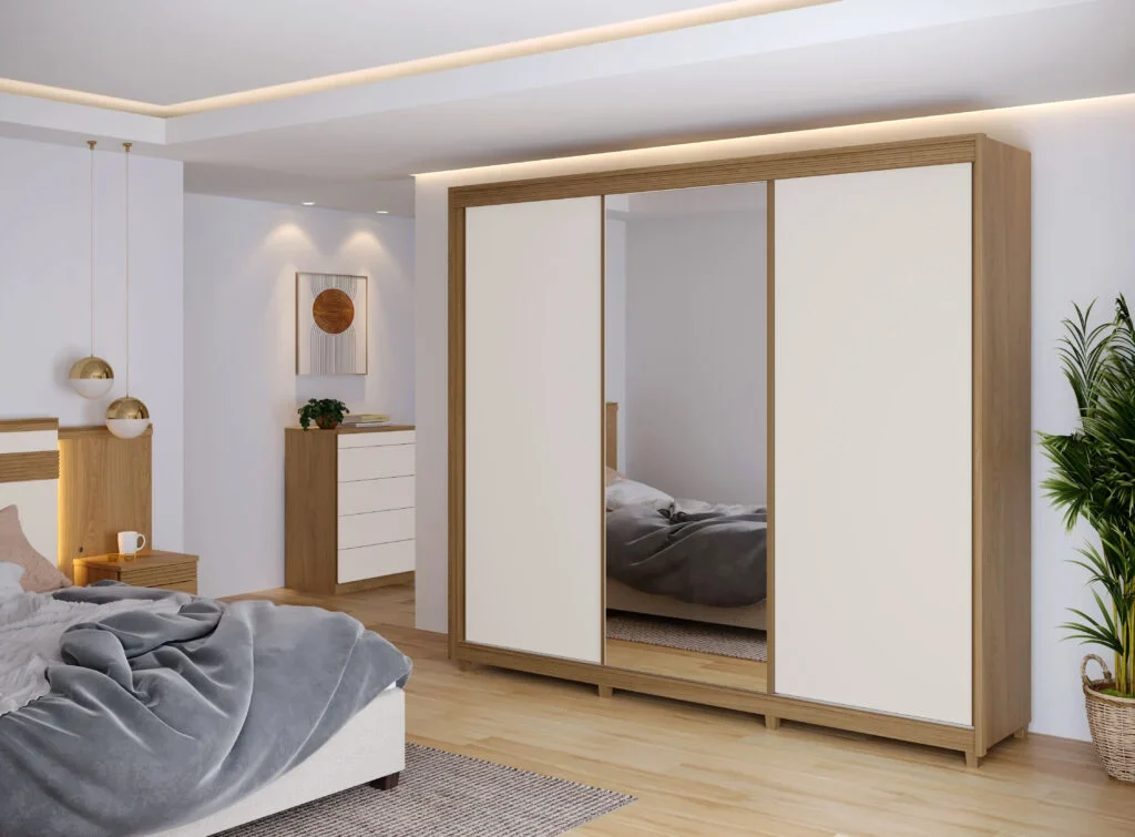 Guarda Roupa Premiere Milano 03 Portas Deslizantes com Espelho 06 gavetas 100% Mdf - Imagem 4