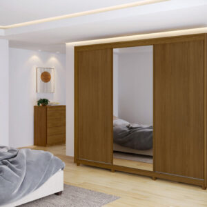 Guarda Roupa Premiere Milano 03 Portas Deslizantes com Espelho 06 gavetas 100% Mdf