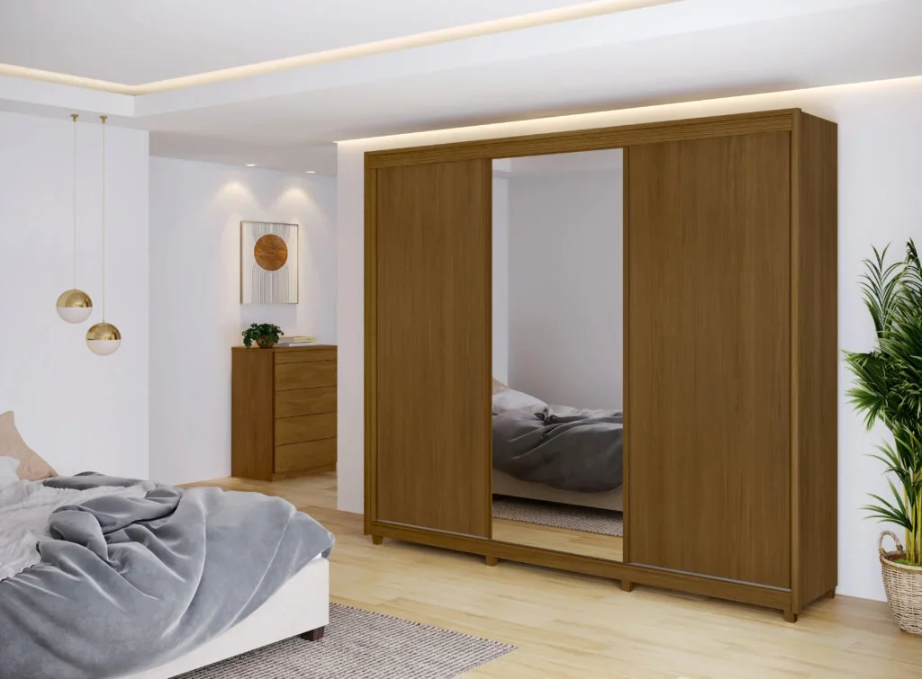 Guarda Roupa Premiere Milano 03 Portas Deslizantes com Espelho 06 gavetas 100% Mdf