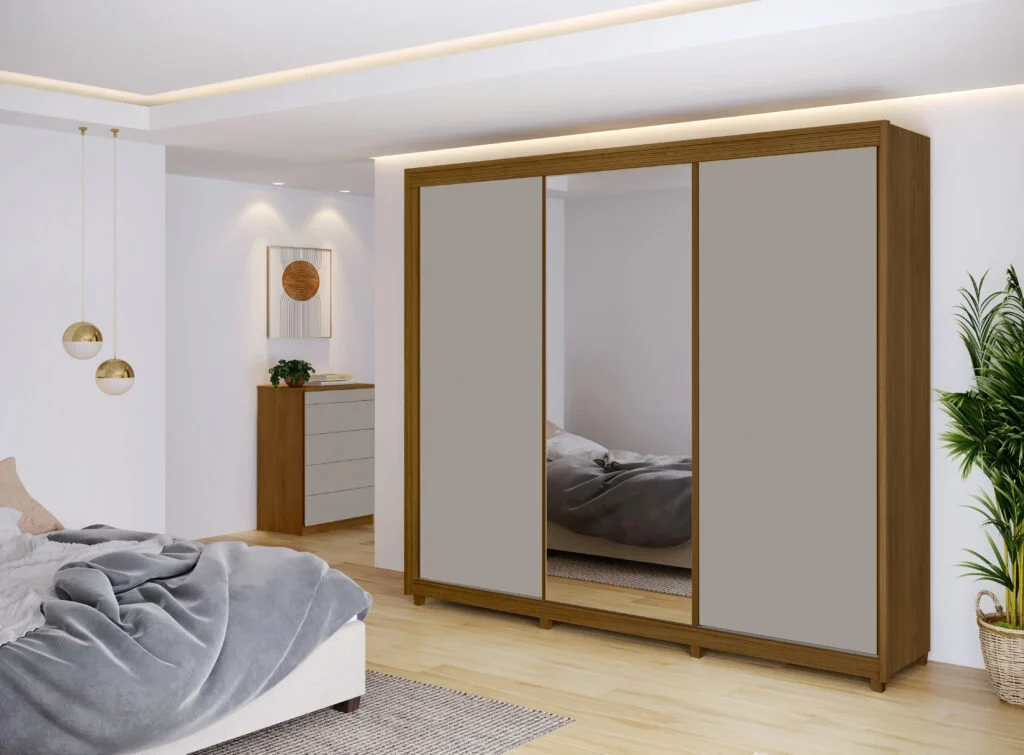 Guarda Roupa Premiere Milano 03 Portas Deslizantes com Espelho 06 gavetas 100% Mdf - Imagem 5
