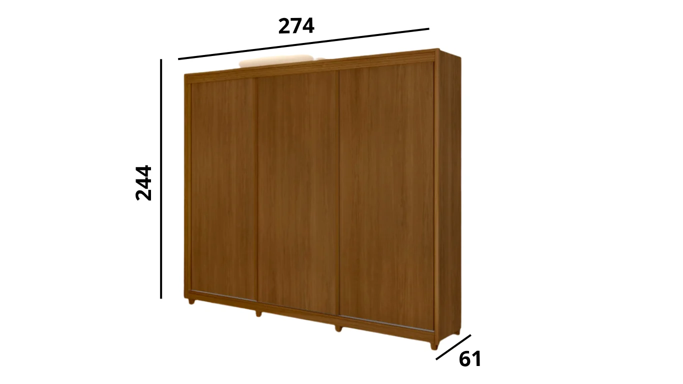 Guarda Roupa Premiere Milano 03 Portas Deslizantes 06 gavetas 100% MDF. - Imagem 5