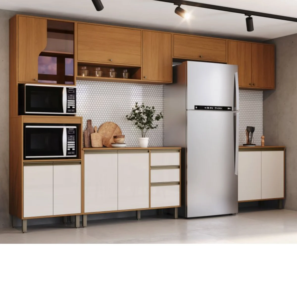 Cozinha Modulada Completa 6 Peças 343cm 13 Portas 2 Gavetas Venaly