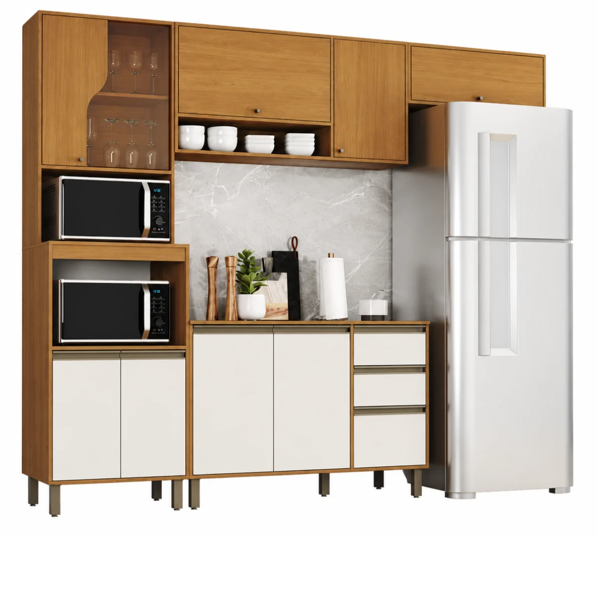 Cozinha Modulada 04 Pçs - Cinamomo/Off White - Linha Venaly - Imagem 3