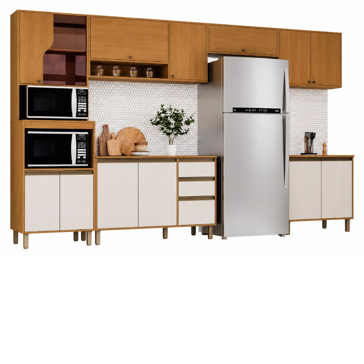 Cozinha Modulada Completa 6 Peças 343cm 13 Portas 2 Gavetas Venaly - Imagem 2