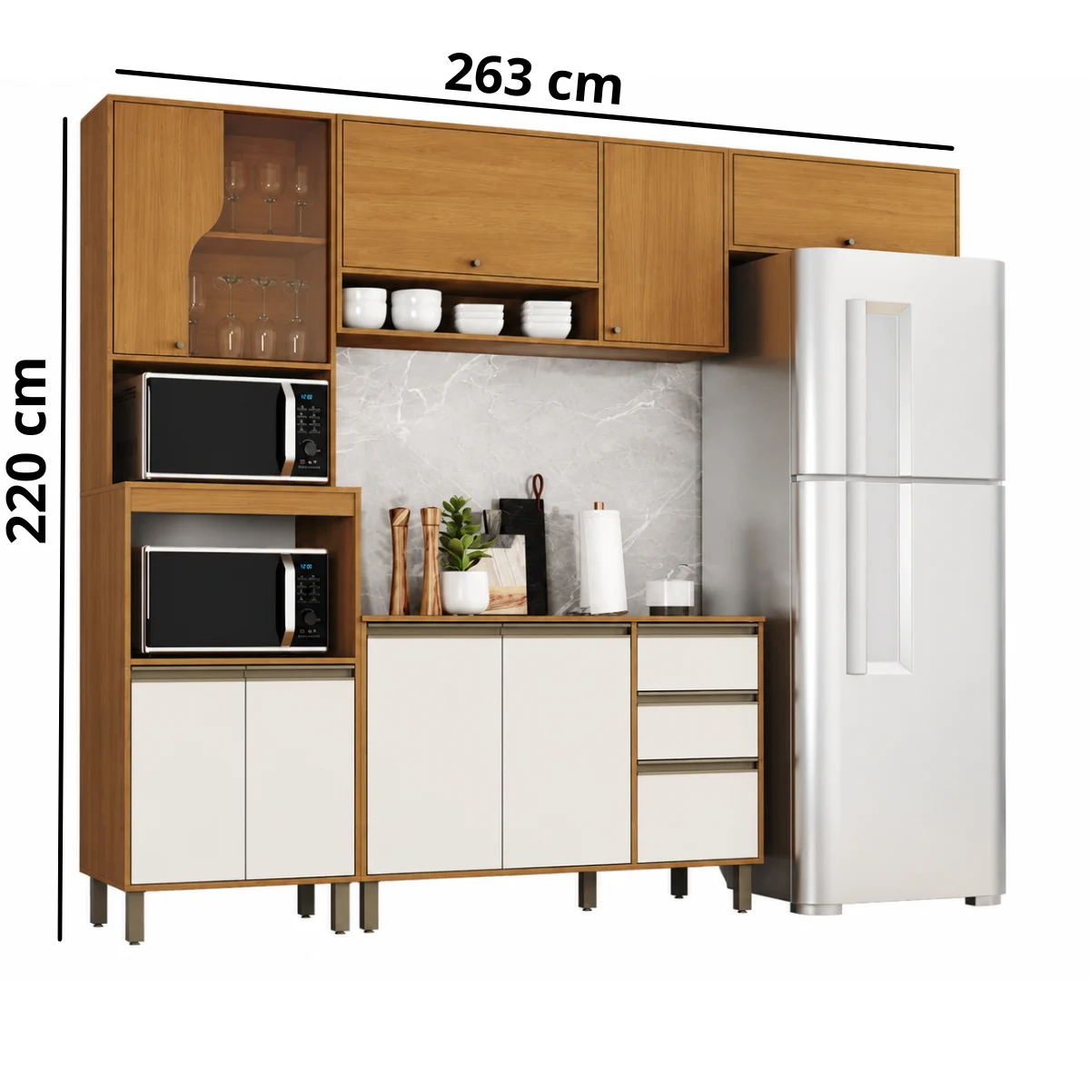 Cozinha Modulada 04 Pçs - Cinamomo/Off White - Linha Venaly - Imagem 2