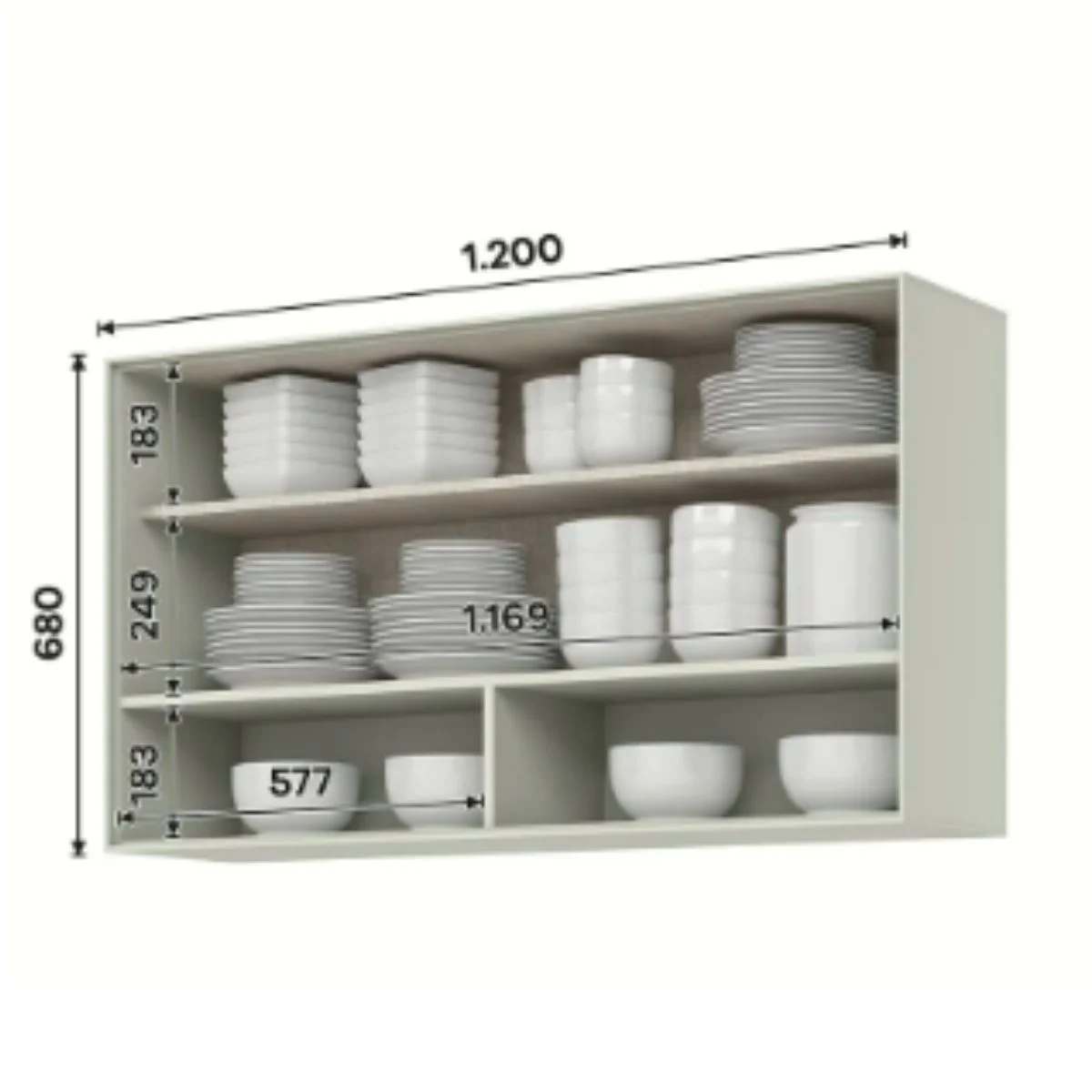Módulo Aéreo 01 Porta Basc. de Vidro 1.200 cm - Imagem 2