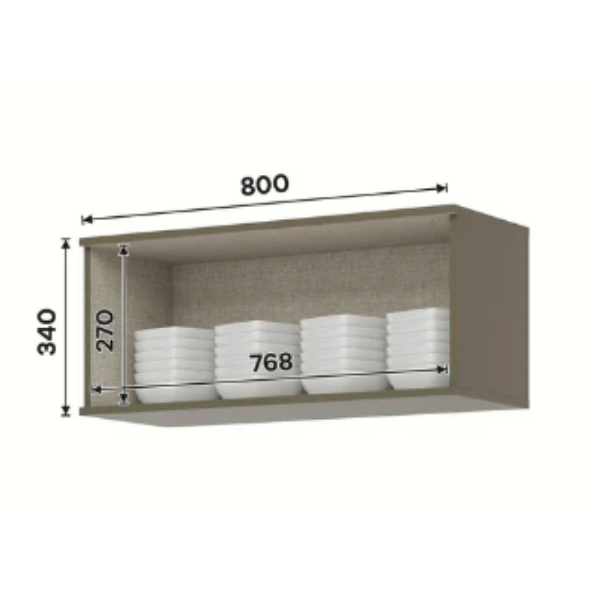 Módulo Aéreo 01 Porta Basculante 800 cm Duna / Cristal - Imagem 2