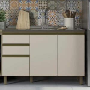 Módulo Balcão Pia 03 Portas 02 Gavetas 1.200 cm Duna / Cristal
