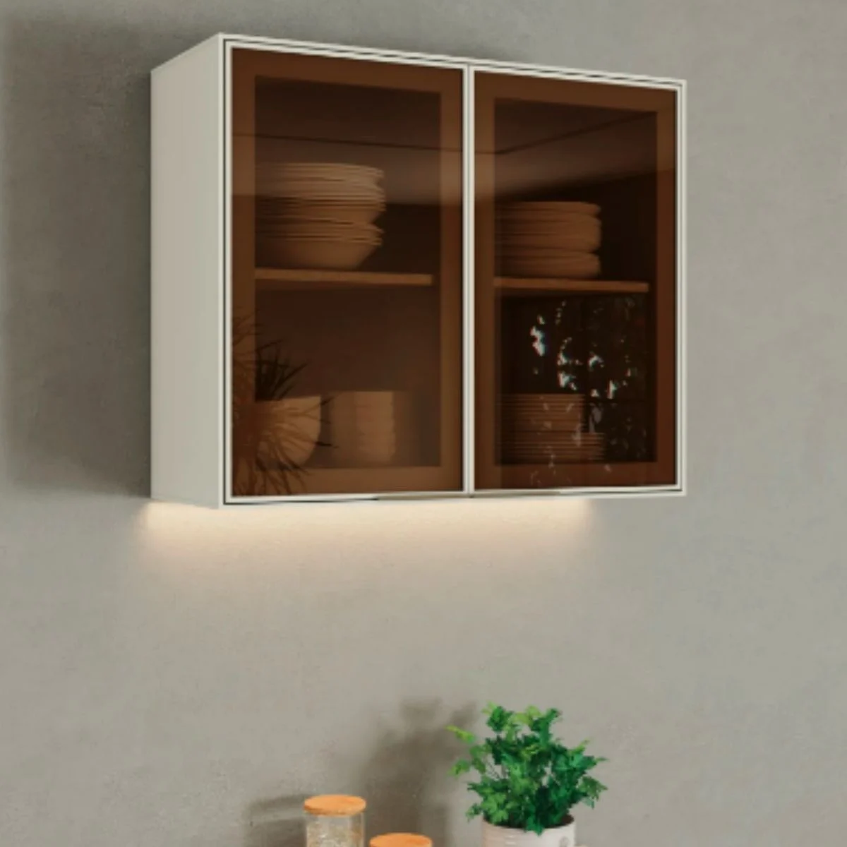 Módulo Aéreo 02 Portas de Vidro 800 cm Areia