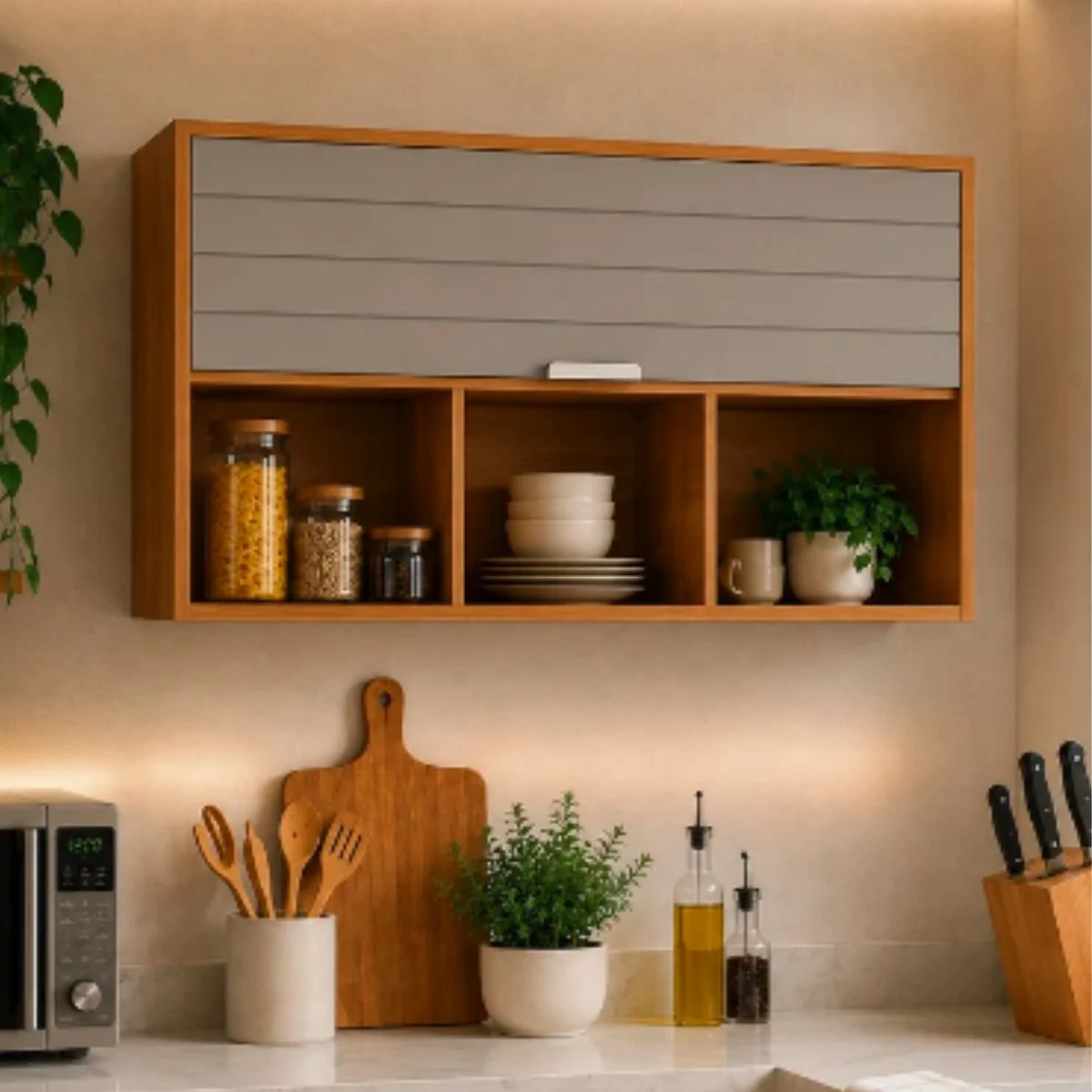 Aéreo 120cm 1 porta basculante/nichos Eloíse