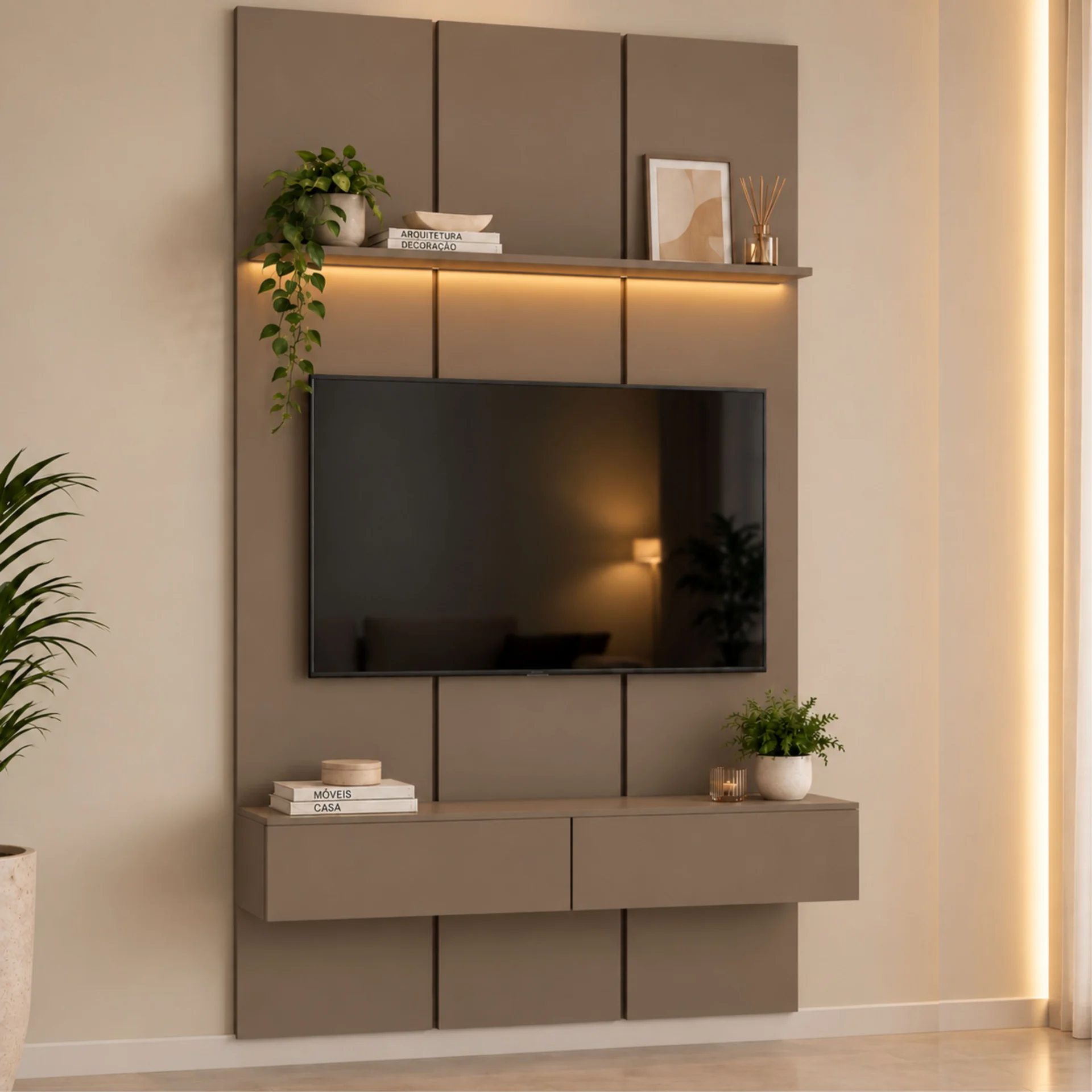 Home Prime liso nicho 3 gavetas prateleira com ou sem led - Imagem 53