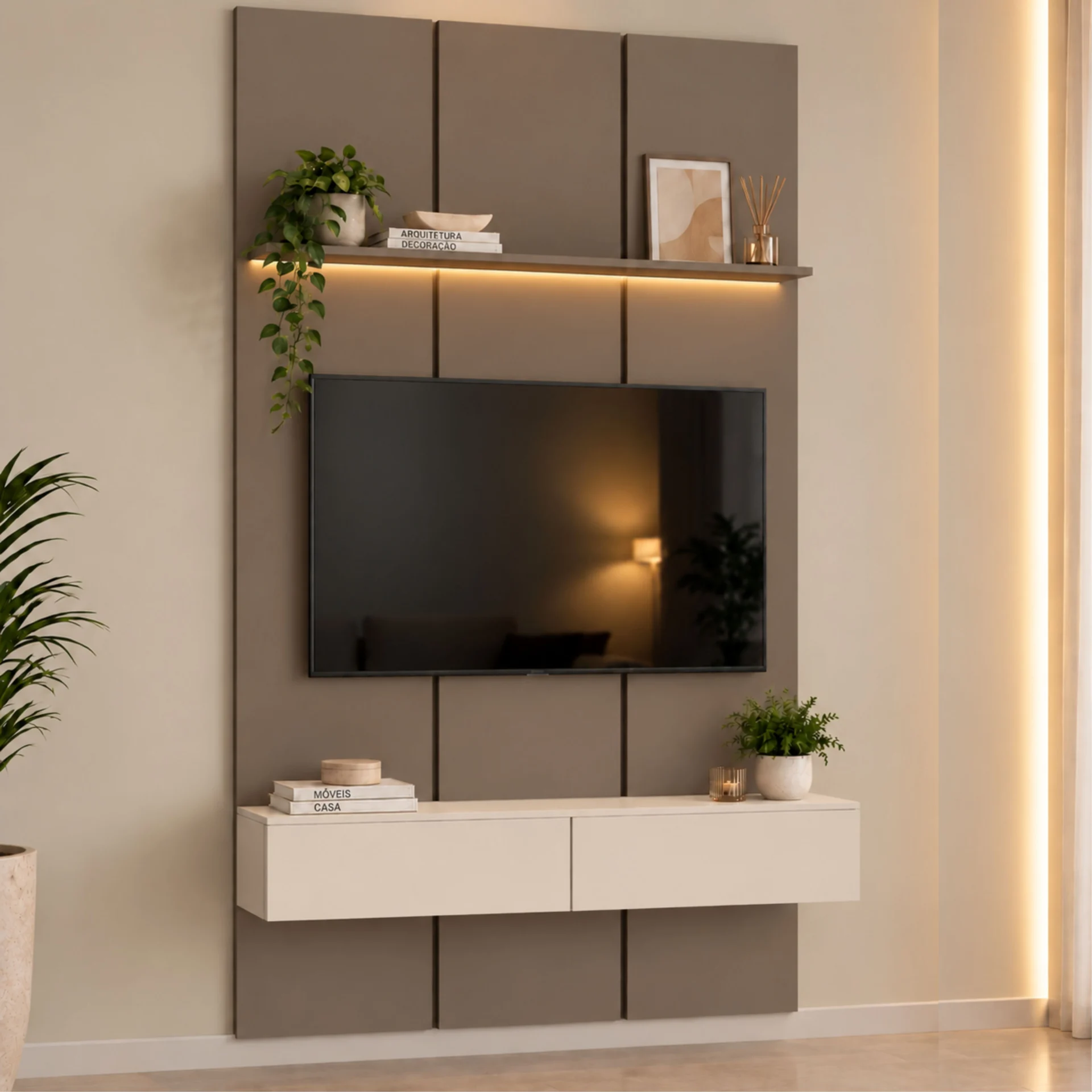 Home Prime liso nicho 3 gavetas prateleira com ou sem led - Imagem 45