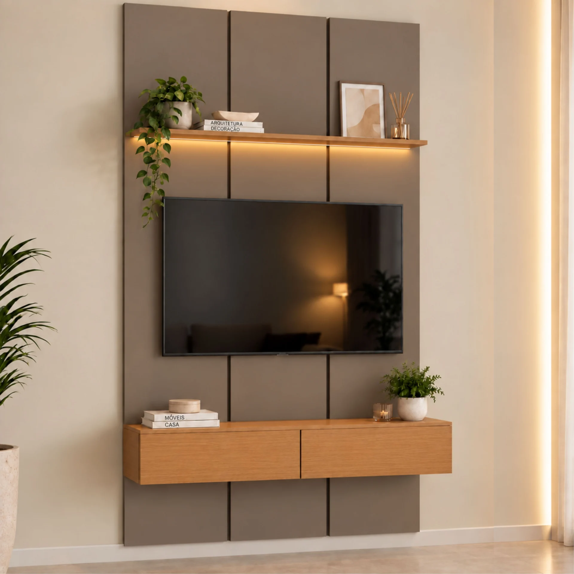 Home Prime liso nicho 3 gavetas prateleira com ou sem led - Imagem 37