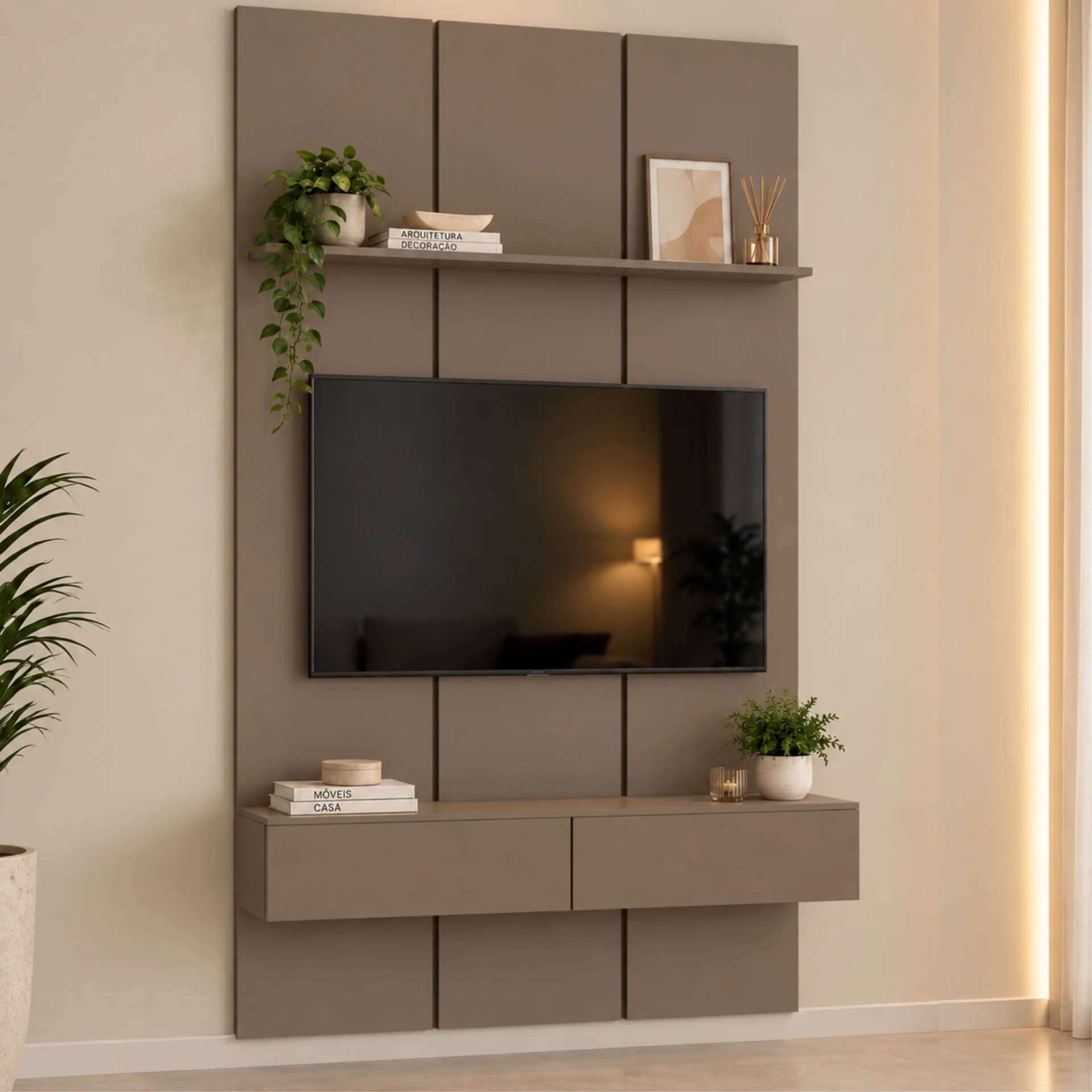 Home Prime liso nicho 3 gavetas prateleira com ou sem led - Imagem 52