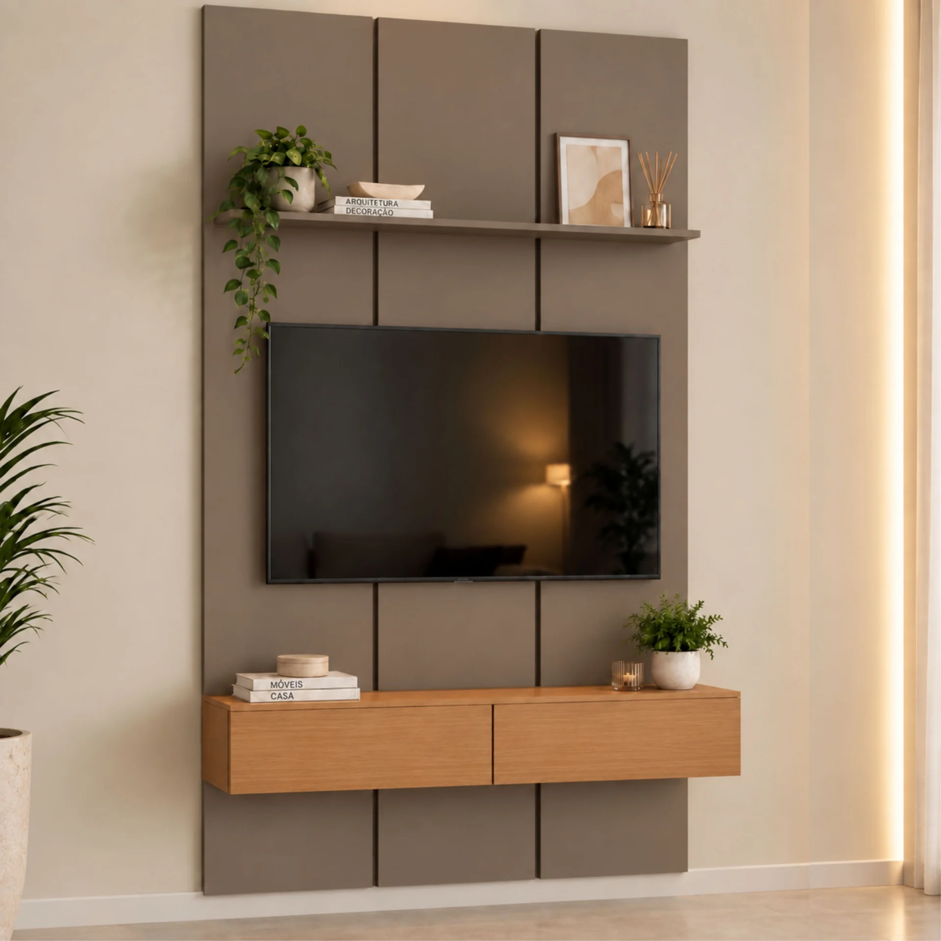 Home Prime liso nicho 3 gavetas prateleira com ou sem led - Imagem 36