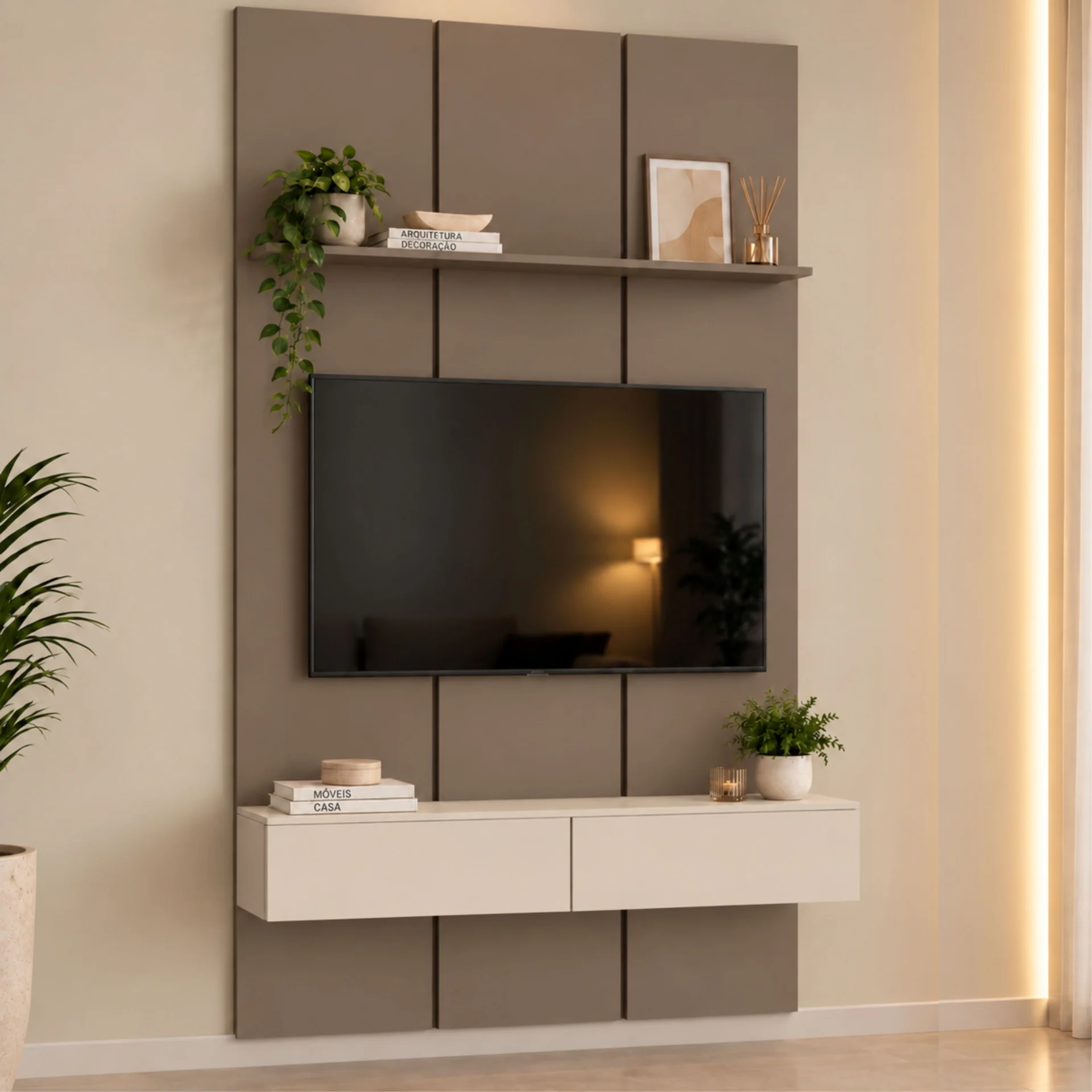 Home Prime liso nicho 3 gavetas prateleira com ou sem led - Imagem 44