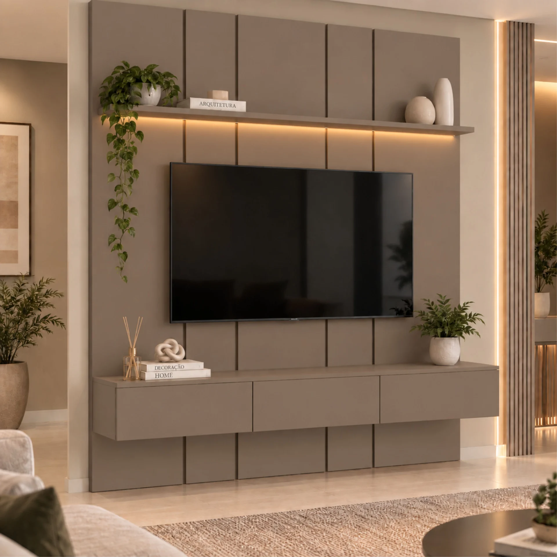 Home Prime liso nicho 3 gavetas prateleira com ou sem led - Imagem 43