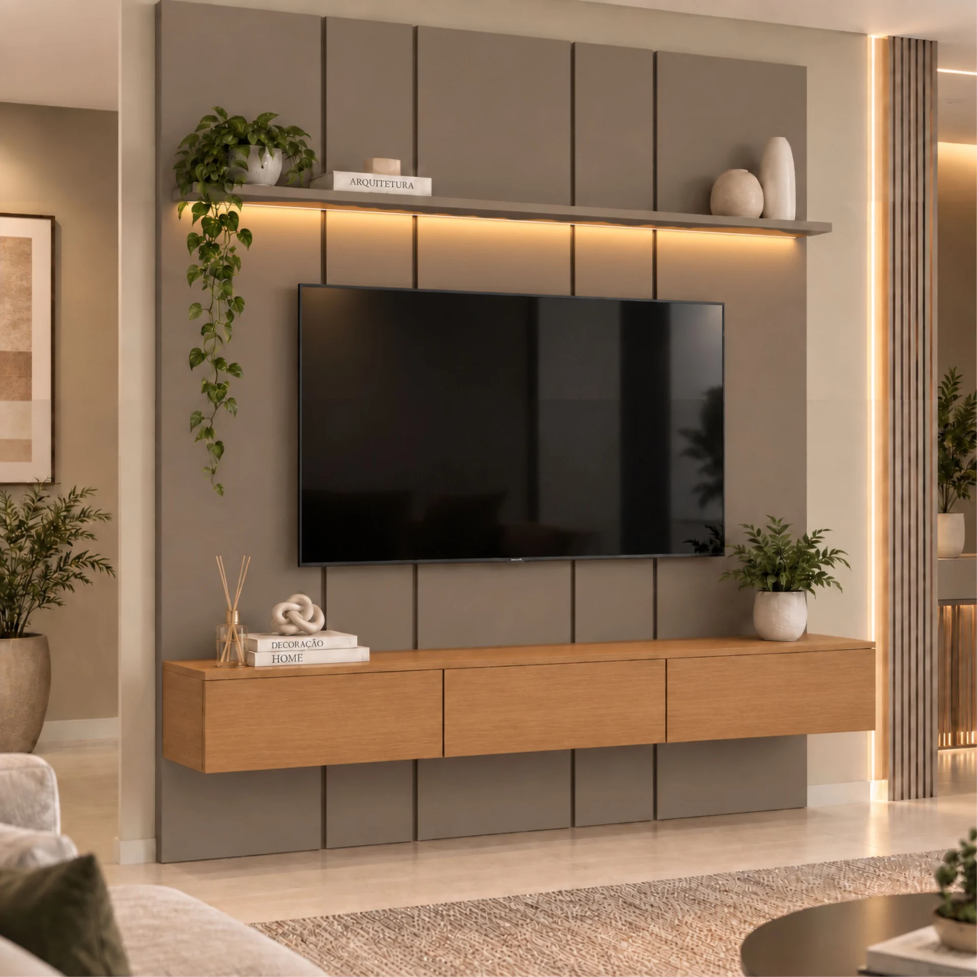 Home Prime liso nicho 3 gavetas prateleira com ou sem led - Imagem 34