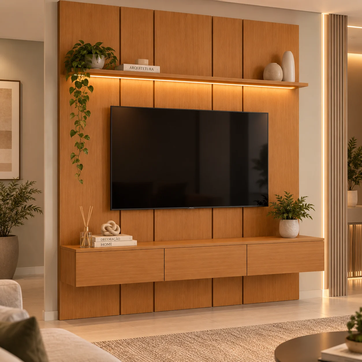 Home Prime liso nicho 3 gavetas prateleira com ou sem led - Imagem 76