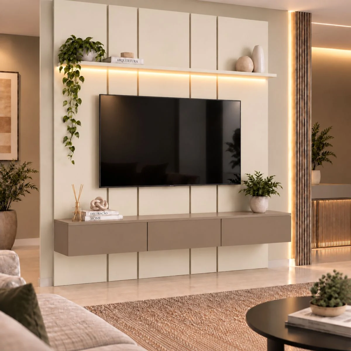 Home Prime liso nicho 3 gavetas prateleira com ou sem led - Imagem 11